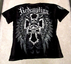 Y2K Raw State Redemption Cross T-Shirt Black Size Large - Picture 1 of 7
