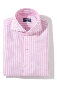 Finamore Napoli Bonobo Linen Washed Bengal Stripe In Pink - Picture 1 of 4