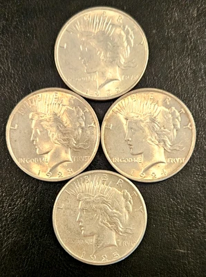 Gorgeous Set 1922 1923 1924 1925 Peace Dollars UNC/GEM BU Great Collector Lot - Image 1 of 2