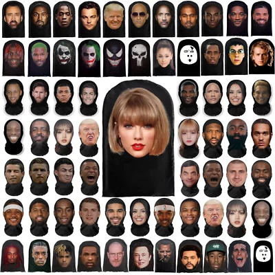 Passamontagna Maschera 3D Prank Copricapo Scaldacollo Sottocasco- Celebrity Face - Image 1 of 4