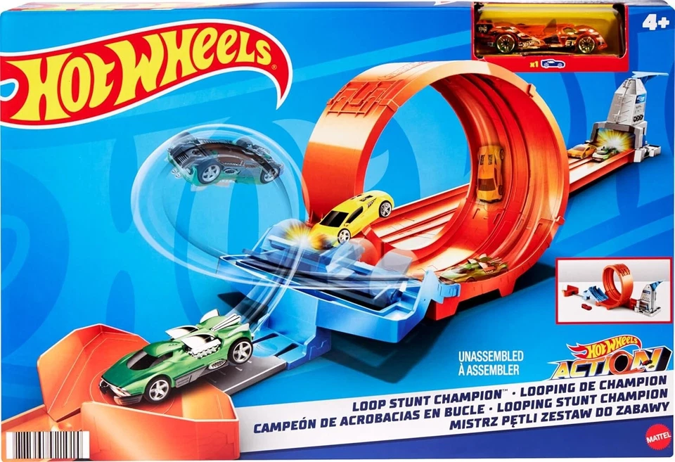 Hot Wheels Loop Stunt Champion Action Track Set 1 Car Race Loop Flip