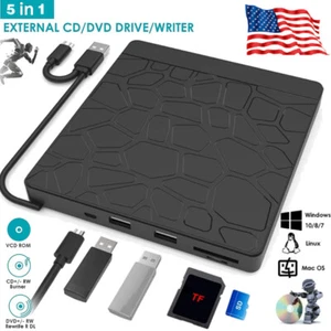 External CD Drive USB 3.0 CD/DVD +/-RW Drive Rewriter Burner for Laptop Desktop - Picture 1 of 35