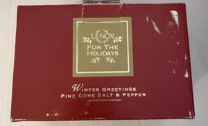 VTG Lenox Winter Greetings Pine Cone Salt & Pepper Shakers w/ Box Free Shipping - Picture 1 of 12