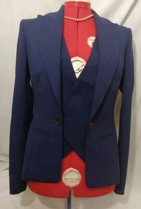 Brioni Womens Tuxedo Vest Virgin Wool Blue Blazer  Jacket 42  Sz 6  Italy  - Picture 1 of 7