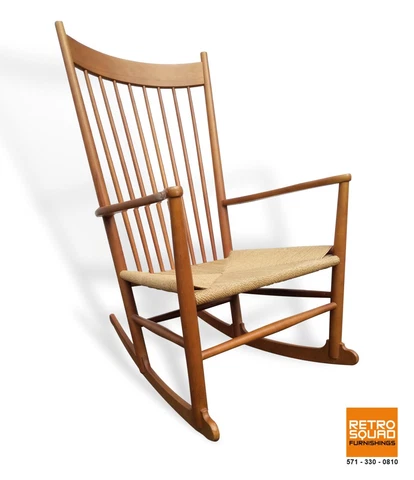Danish Modern Teak J 16 Rocking Chair by Hans Wegner 4 FDB, Knoll Herman Miller Cover