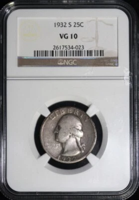 1932-S 25C WASHINGTON SILVER QUARTER - NGC VG10 - Image 1 of 2