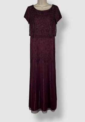 Adrianna Papell Women's Purple Beaded Blouson Evening Gown Dress Petite Size 6P - Image 1 of 3