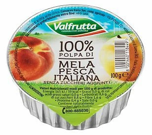 Polpa di Mela 60 Porzioni gr.100 Valfrutta polpa di frutta di mele pesche