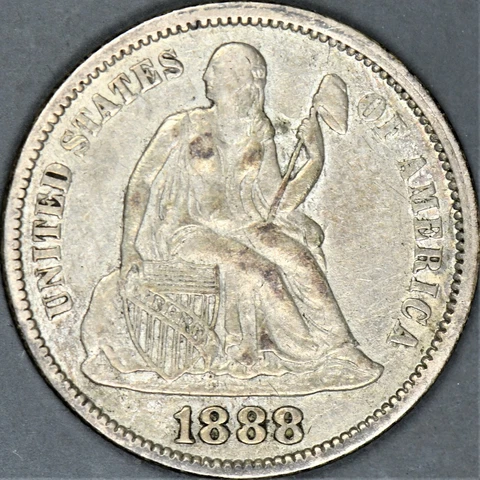 1888 Seated Liberty dime, a beautiful original high grade uncirculated dime Cover