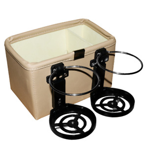 Leather Armrest Storage Box Organizer Holder Car Center Console W/Drink Holders