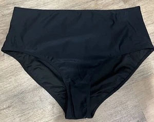 Women's Retro High Waisted Bikini Bottoms Tummy Control Black Size XL - Picture 1 of 6