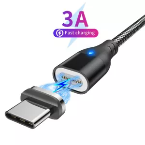 Magnetic Type C Charging Cable 3A Fast Charge Data Sync Cord For Samsung Xiaomi - Picture 1 of 17