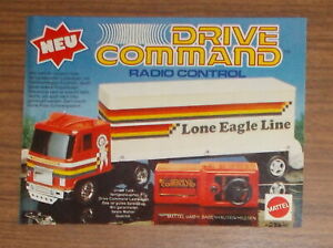 Vintage 1979 Mattel DRIVE COMMAND Lone Eagle RC toy truck Print Ad advert German