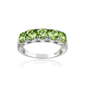 925 Sterlingsilber 1,4 Karat Peridot halbe Ewigkeit Bandring - Bild 1 von 8