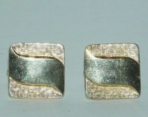 VTG Anson Cuff Links Cufflinks Gold Tone Wave Square EUC men's shirt cuff - Picture 1 of 4