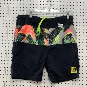 Vintage 90s Ocean Pacific Swim Trunks Shorts Boys XL Size 18 Black Neon 33x7 - Picture 1 of 15
