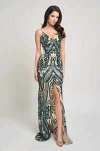 Spaghetti Strap Art Deco Sequins Maxi Dress - Picture 1 of 32