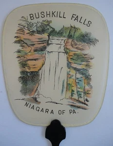 Bushkill Falls the Niagara of Pennsylvania Silk Souvenir Hand Fan Vintage 1950's - Picture 1 of 1
