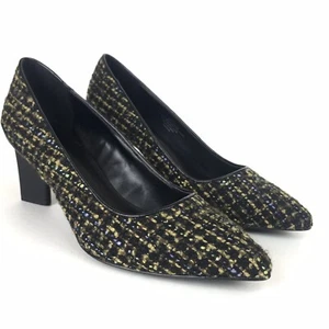 Zapatos de salón con tacón de bloque de tweed marrón LOGO Lori Goldstein 8,5 M marrón negro - Imagen 1 de 6