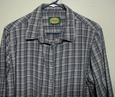 Camisa para mujer azul a cuadros 100 % algodón franela Cabela con botones XL o 2XL Foto 1 de 4