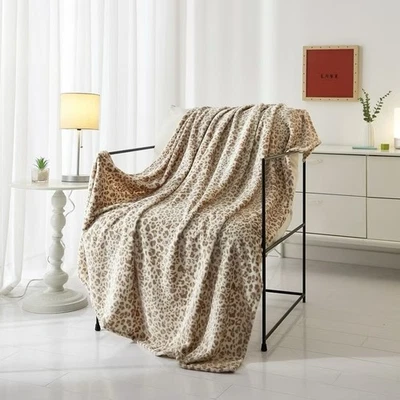 NEW Plush Throw With Leopard Pattern -  50x60 Inches - 20 % Recycled Material - Image 1 of 3