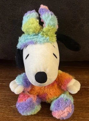 Hallmark Easter Bunny Snoopy Tie Dye Rainbow Dog Plush Stuffed Animal Peanuts 8' - Image 1 of 2