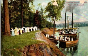 Arkansas Ausflugsboot auf dem Arkansas River fleckig abblätternd antike Postkarte - Bild 1 von 2