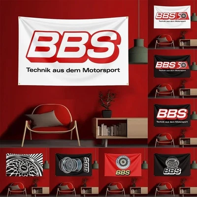 BBS Motorsport Wheels Car Flag Banner Tapestry Wall Hanging Garage Décor 5x3ft - Image 1 of 4