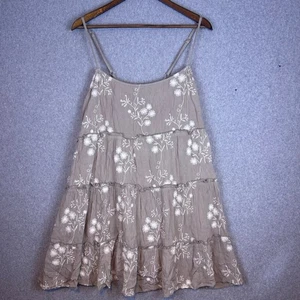 Speechless Minikleid XXL Beige Blumen Stickerei Stufen Strand Cottagecore Boho - Bild 1 von 11