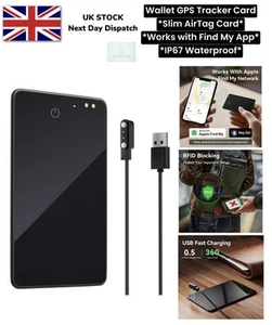 Geldbörse Tracker Karte Slim AirTag Karte mit RFID Blockierung USB Wiederaufladbar Find My - Bild 1 von 22