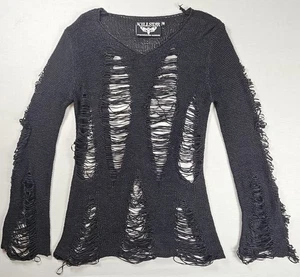 Maglione oversize Killstar Ash Distressed Punk Gothic Knit taglia media - Foto 1 di 6