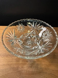Vintage Anchor Hocking Star Of David Clear Pressed Glass Footed Candy Bowl EAPC - Picture 1 of 5