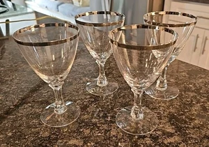 4 copas de vino con borde de platino Fostoria de 6" de alto - Imagen 1 de 7