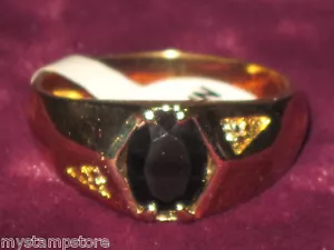 MENS GENUINE ONYX & DIAMOND & GOLD RING JEWELRY SZ 9 - Picture 1 of 5