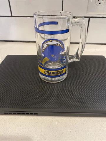 Vtg Chargers Football Glass Beer Mug 12 oz NFL Los Angeles San Diego tailgate Cover