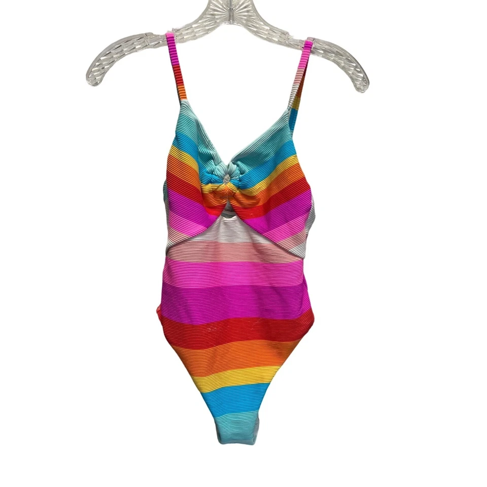 Trina Turk 25th Anniversary Sunrise Stripe Maillot Rainbow bathing suit small - Image 1 of 4