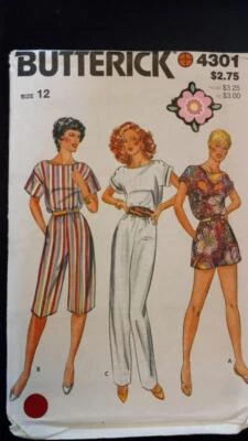 Butterick 4301 Vintage Misses' Jumpsuit Pattern Size12 - Image 1 of 2
