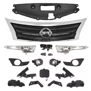 15PC For Altima 2013-2015 Front Chrome Grille Fog Light Signal Lamp Brackets Kit - Picture 1 of 9