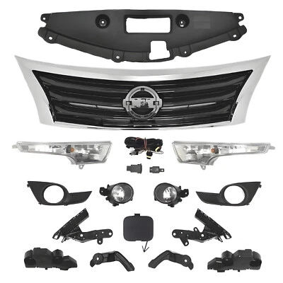 15PC For Altima 2013-2015 Front Chrome Grille Fog Light Signal Lamp Brackets Kit Foto 1 de 4
