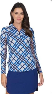 NWT IBKUL SONIKA BLUE NAVY Long Sleeve Adjustable Polo Golf Shirt S M L XL XXL - Picture 1 of 1