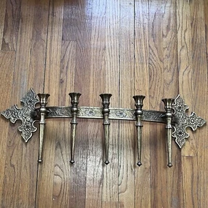 30” Syroco 5-Candle Wall Sconce Candleholder Hollywood Regency Ren Faire Gothic - Picture 1 of 24