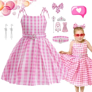 Girls Kids Dress for Barbie Princess Party Cosplay Costume Tartan School Outfit - Picture 1 of 13