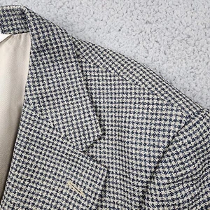 Claiborne Sport Coat Blazer 46L Houndstooth Wool Blue Career Casual - Picture 1 of 16