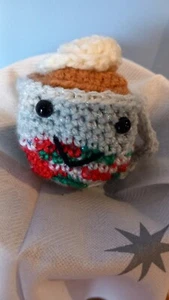 Cute Handmade Crochet Christmas Cup Decoration With Whipped Cream S1 - Picture 1 of 4