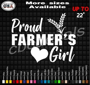 Proud Farmer's Girl Decal Sticker Farmer's Girlfriend Vinyl Decal Stickers  - Picture 1 of 2