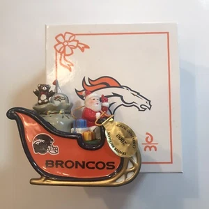 RARE!! DANBURY MINT Denver Broncos 2008 Santa Sleigh CHRISTMAS ORNAMENT NFL - Picture 1 of 5