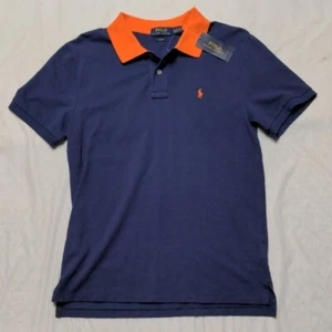Polo Ralph Lauren Boys Blue And Orange Preppy Polo Shirt Slim Fit NWT Size XL - Picture 1 of 5