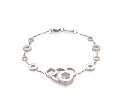 6Chopard Happy Dreams Diamond 18k White Gold Circle Motifs Chain Bracelet - Image 1 of 4