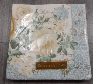Sheffield Home 3-lagige Servietten Floral Weiß Rose 6,5" x 6,5" 20er Pack - Bild 1 von 3