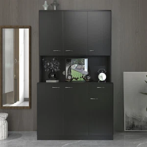 Tall Wardrobe Cabinet Storage Cabinet with 6-Doors anad Open Shelves - Picture 1 of 31
